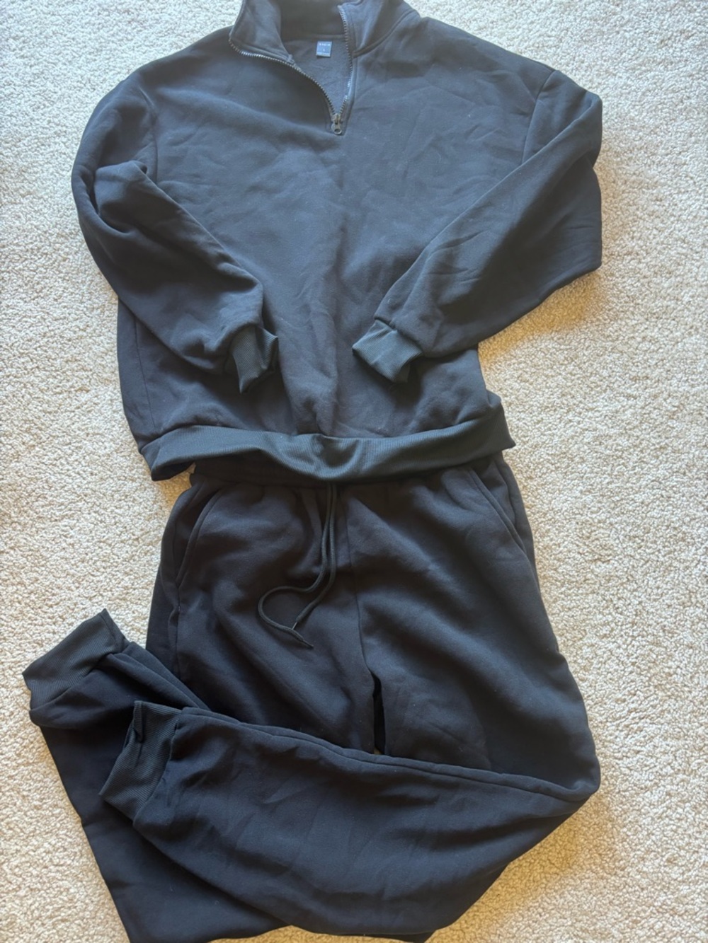 Shein Set NWT Half-Zip Sweatshirt & Sweatpants Black Large